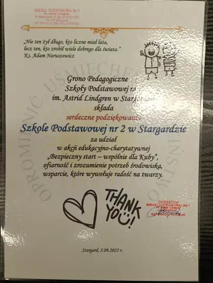 dyplom uczestnictwa w Festynie Bezpieczeństwa dla SP nr 2 
