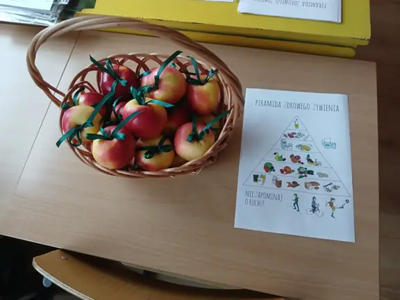 Klasa 1c koszyk pełen jabłek.