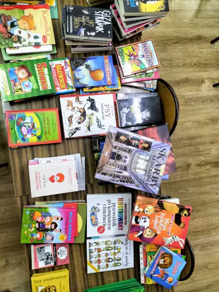 Panie bibliotekarki zebrały książki dla dzieci, młodzieży i dorosłych.