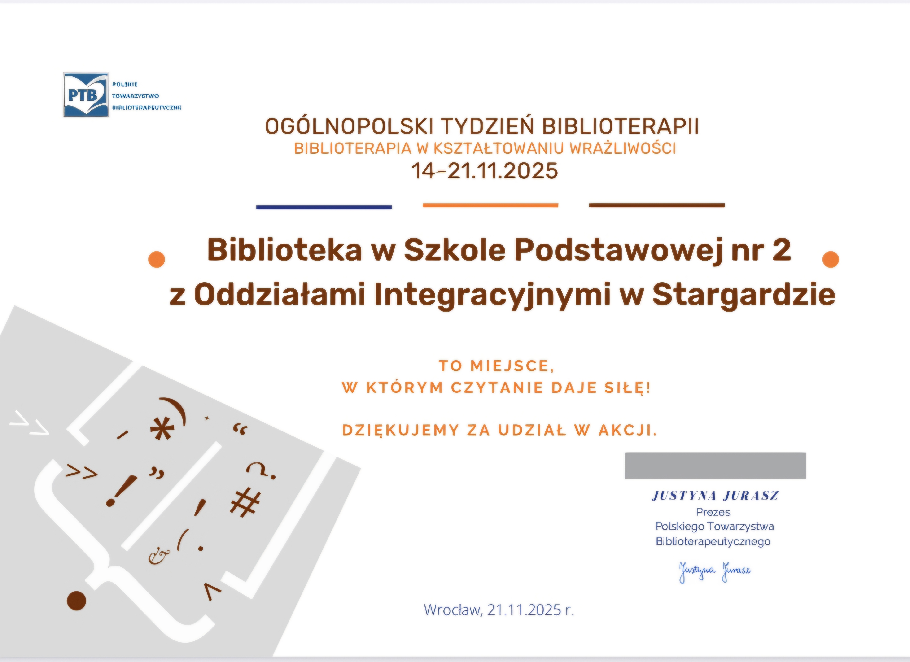 Dyplom dla biblioteki