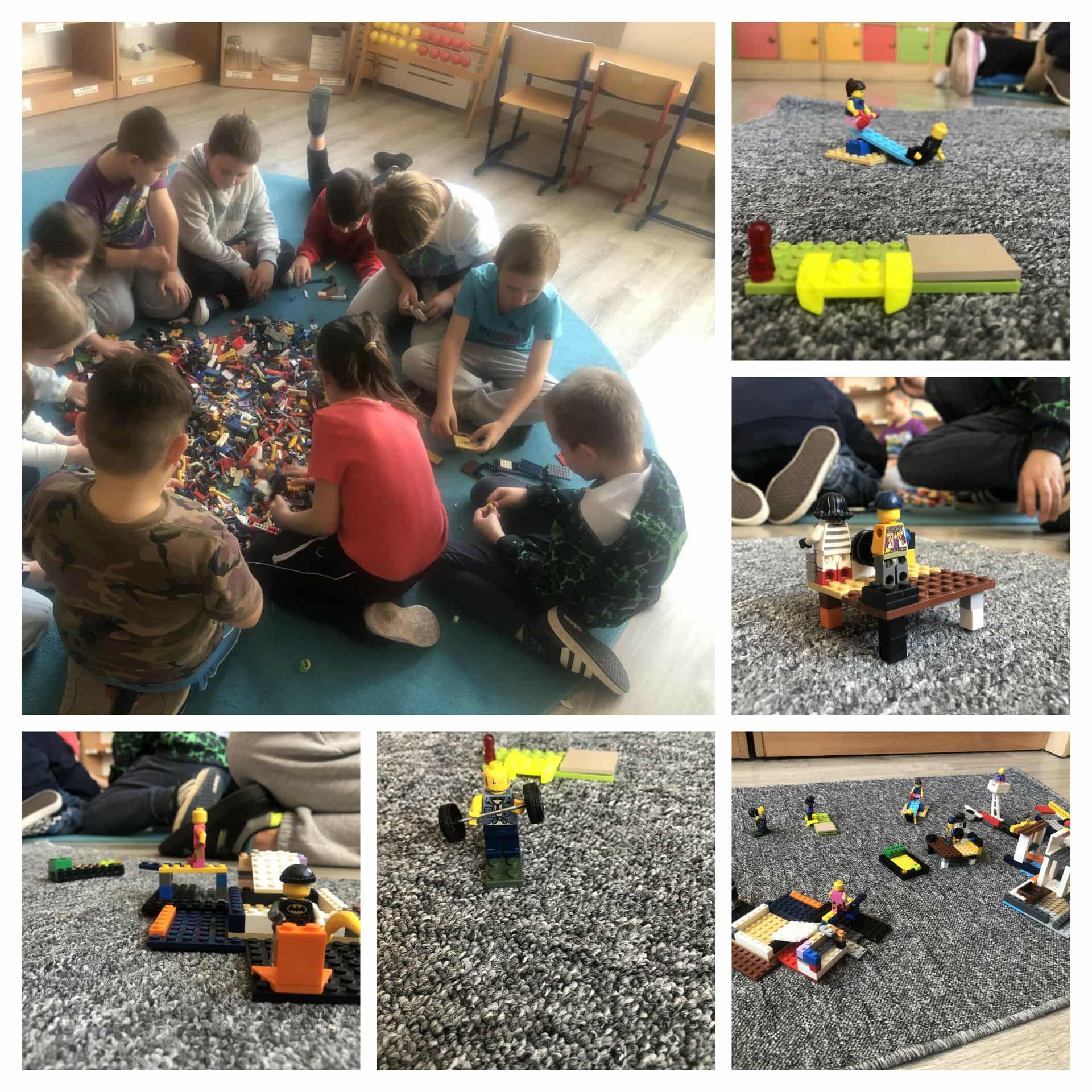 Uczniowie klasy drugiej a projektują plac zabaw z klocków lego