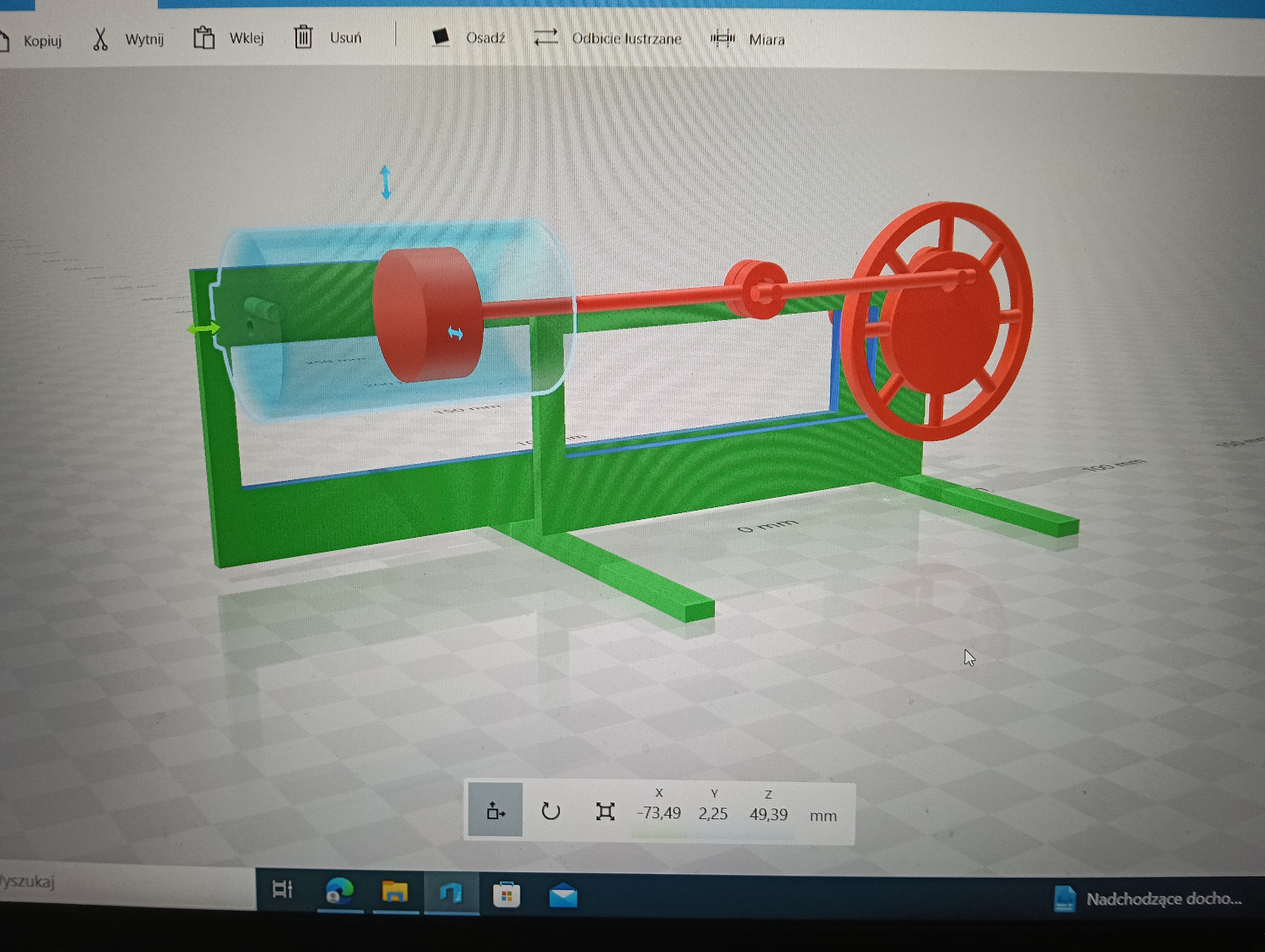 model 3D silnika parowego wykonany w 3D Builder